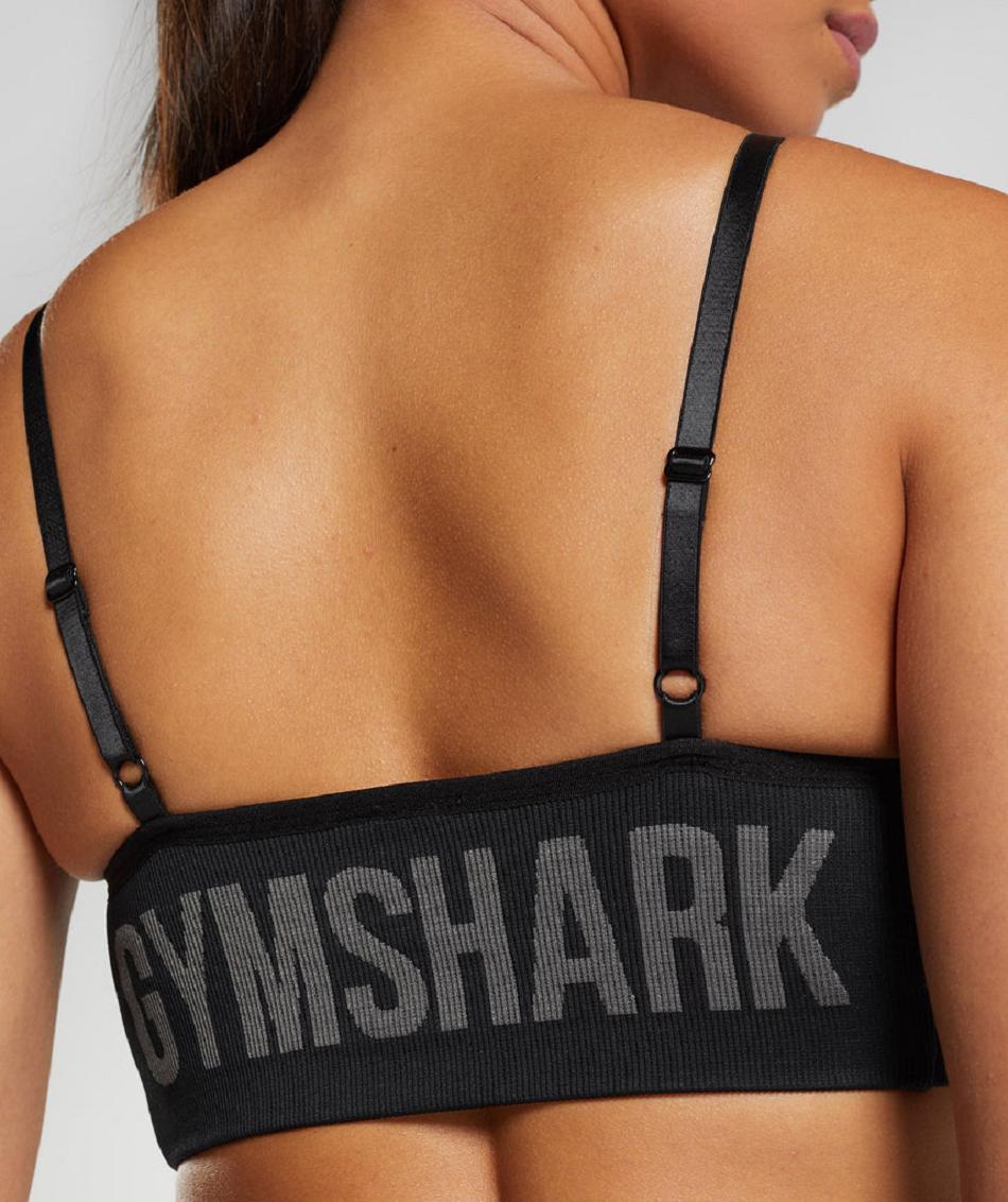 Staniki Sportowe Damskie Gymshark Flex Z Paskami Czarne | PL 2963VRW